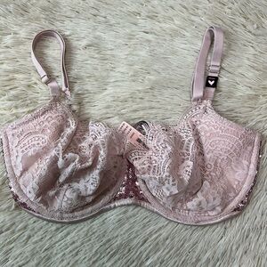 Victoria’s secret Pink. unlined Lace Sequin Bra 32DDD